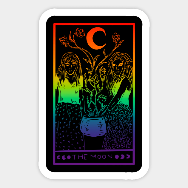 Midnight Margarita Moon - rainbow tarot card gay pride Sticker by TheDoodlemancer